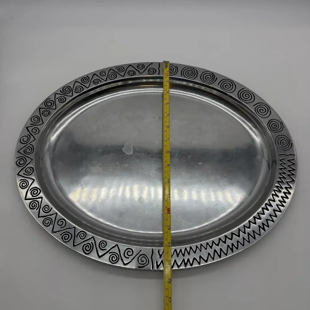 Wilton Armetale Reggae Large Oval Serving Platter 19” X 15.5” Metal Tray Dish